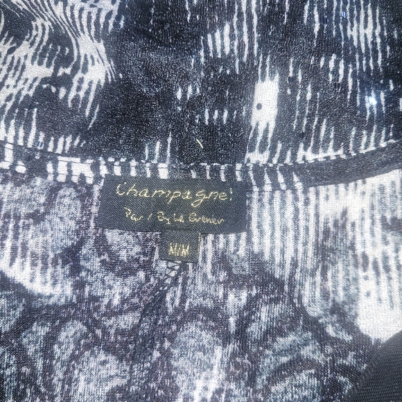 Champagne By Le Grenier Black and White Patterned Long Sleeve Top M - Picture 6 of 6